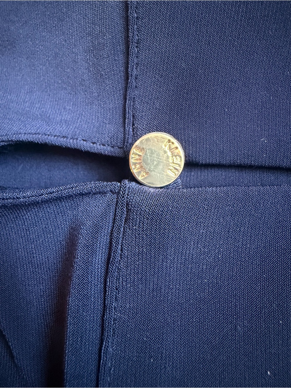 Anne Klein Navy Split-Neck Top - Picture 5 of 8
